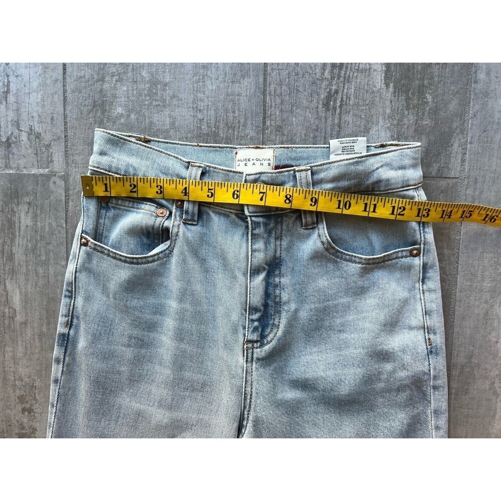 $395 Alice + Olivia AMAZING High Rise Straight Designer Jeans Rockstar Blue 26 - Picture 7 of 11